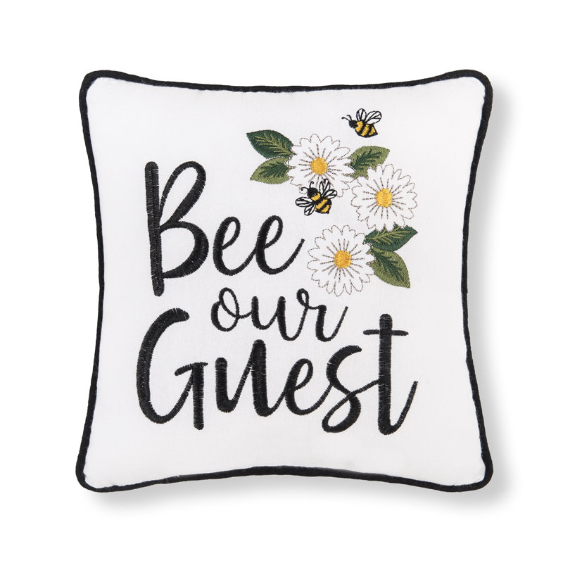 Bee Our Guest Embroidered Throw Pillow