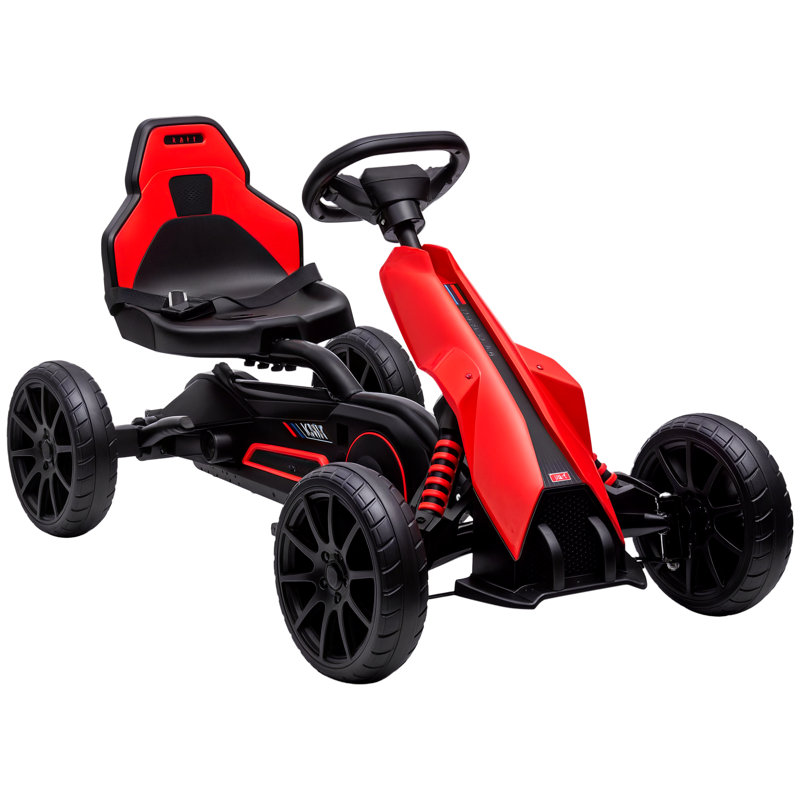 Berrilee Zoomie Pedal Go Kart Kids Ride On Race Car Adjustable Seat Handbrake, Red