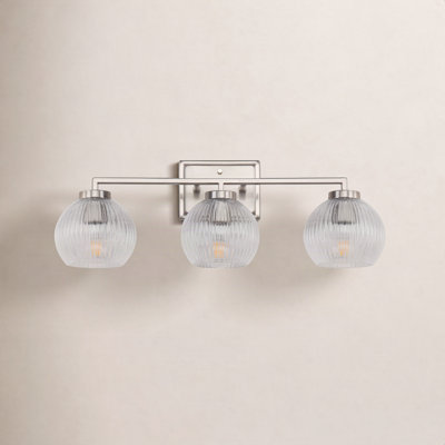 Deana 3 Light Bath Vanity with Ribbed Clear Shade