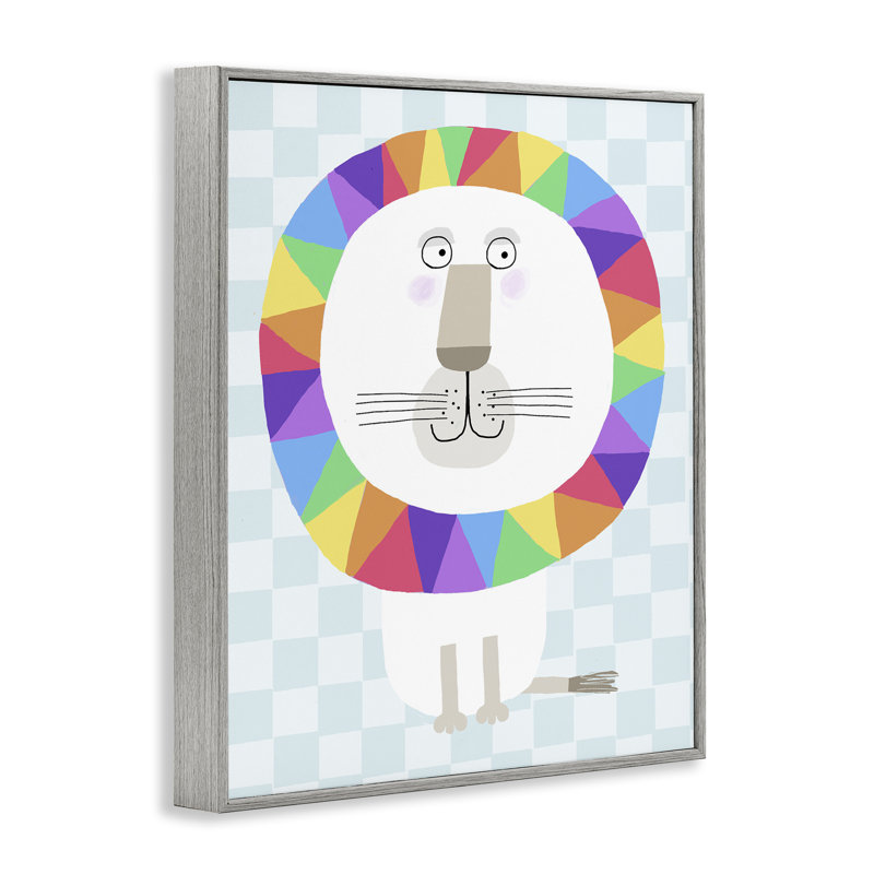 Giclée encadrée de lion géométrique arc-en-ciel, design par Carla Daly, H 14 po x l 11 po, Estampe numérique Farmhouse