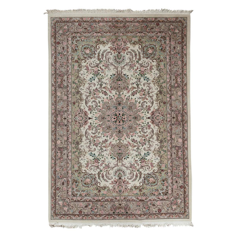 Tapis unique en laine noué à la main de qualité supérieure de 6 pi x 9 pi en brun / gris / beige