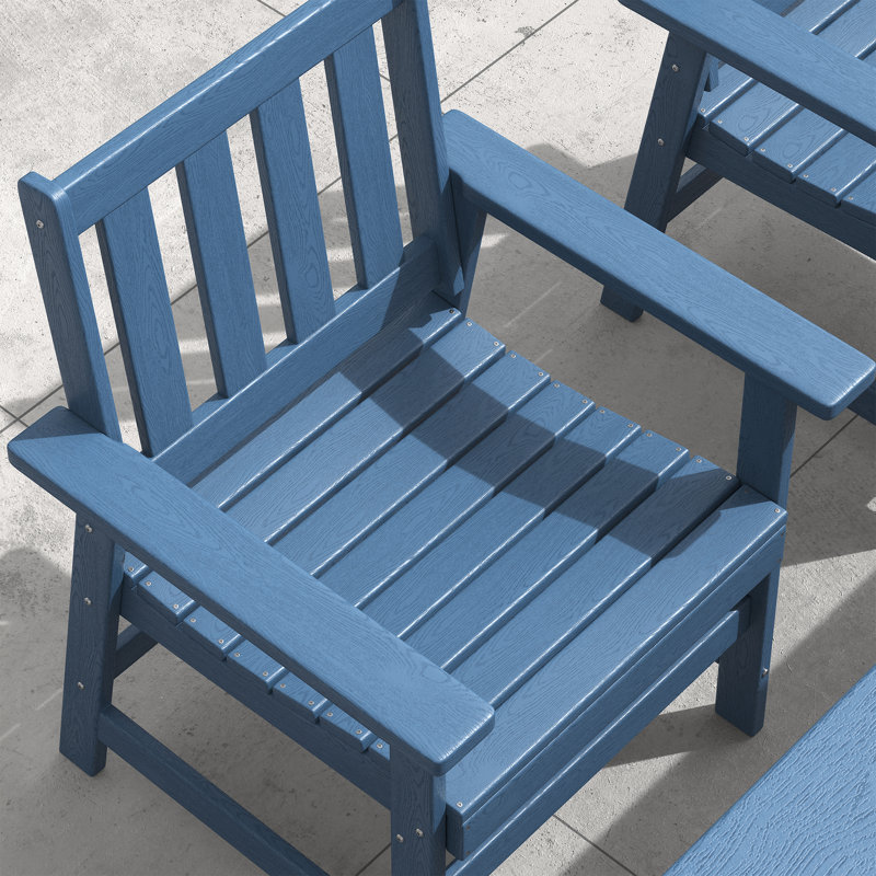 HDPE Dining Table and Chair Set | Durable, Weather-Resistant Outdoor Furniture for Patio, Blue