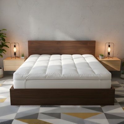 Duck Feather Mattress Topper – Proof T233 Cotton Cover Bed Cushioning