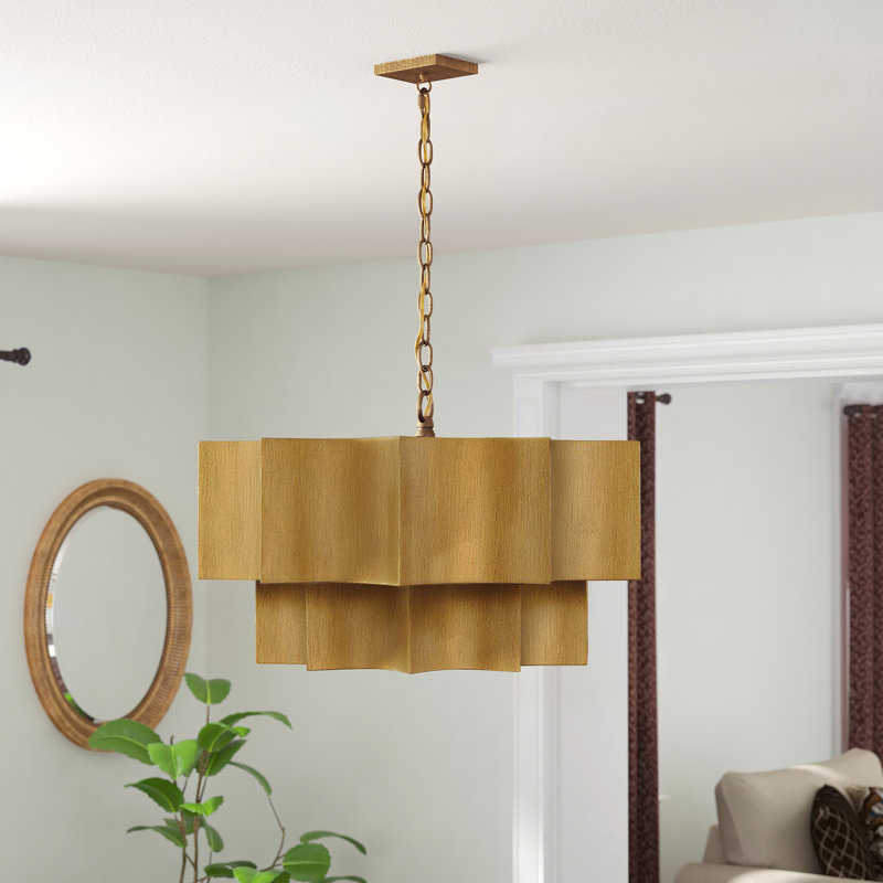 Carney 6-Light Chandelier, Patine dorée