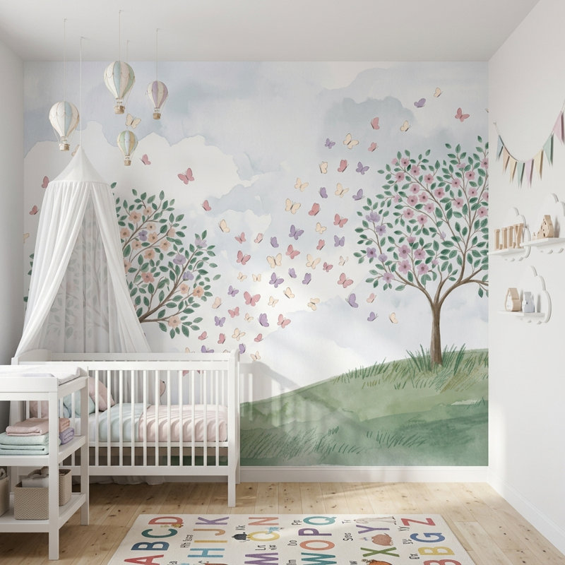 Décoration murale fantaisiste amovible, 140 po x 108 po, Peler et coller
