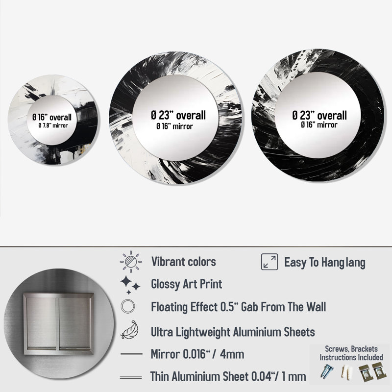 Miroir mural rond en aluminium Nayda