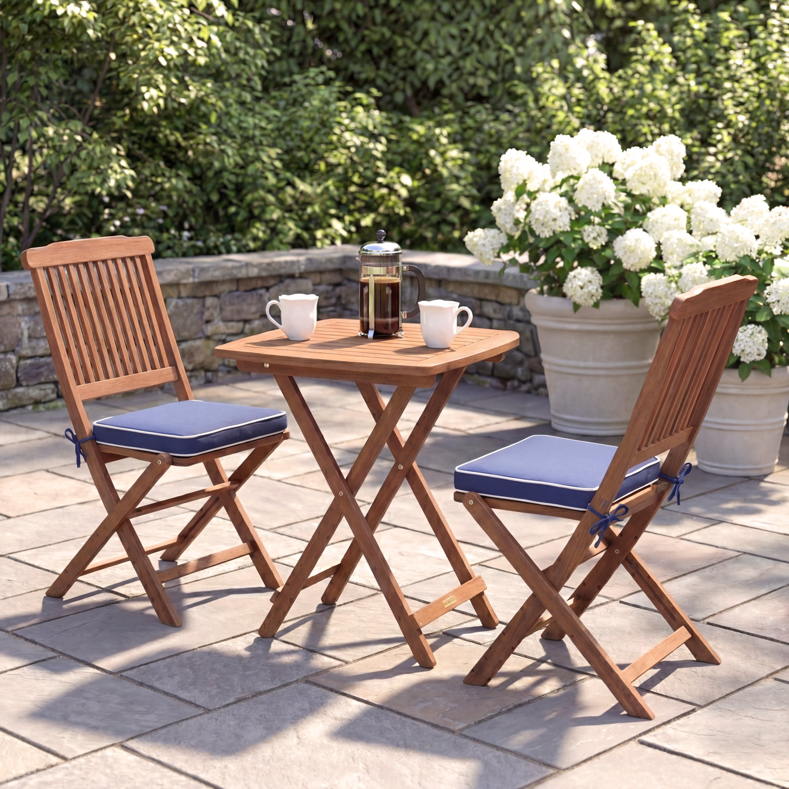 Fleur 24" Eucalyptus Patio Bistro Set, Blue