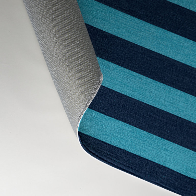 Tapis intérieur / extérieur bleu HorizontalStripes, Rectangulaire 3 pi x 5 pi