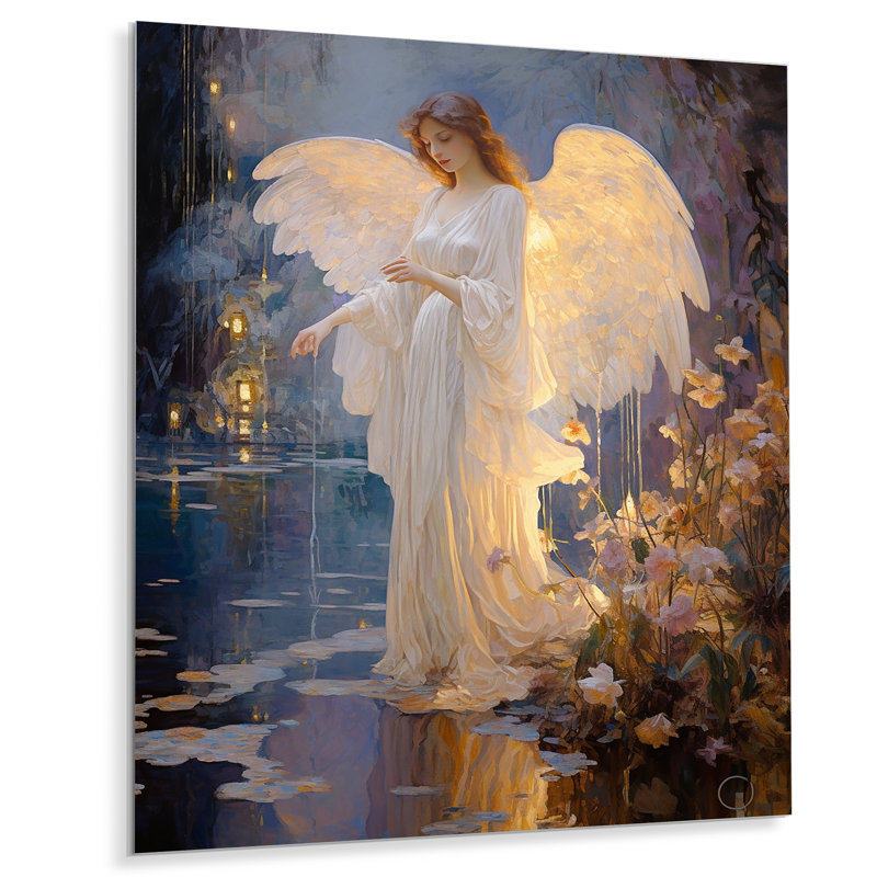 «Glorious Angel Magic Forest Night - Wings Angel», art mural, Métal métal, H 44 po x l 34 po