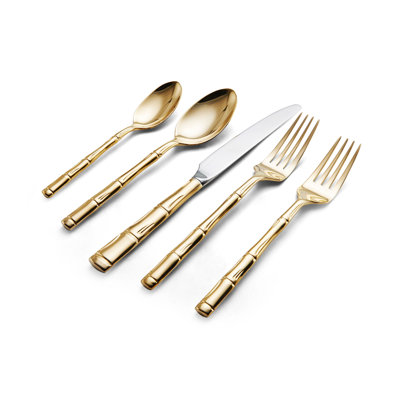 Wallace Bamboo 20 Piece 18/10 Stainless Steel Flatware Set, Service for 4