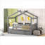 Lit plateforme simple en bois massif gris neutre avec lit gigogne