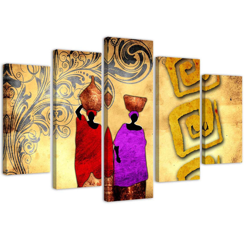 Africa Women Abstract - 5 Piece Wrapped Canvas Print