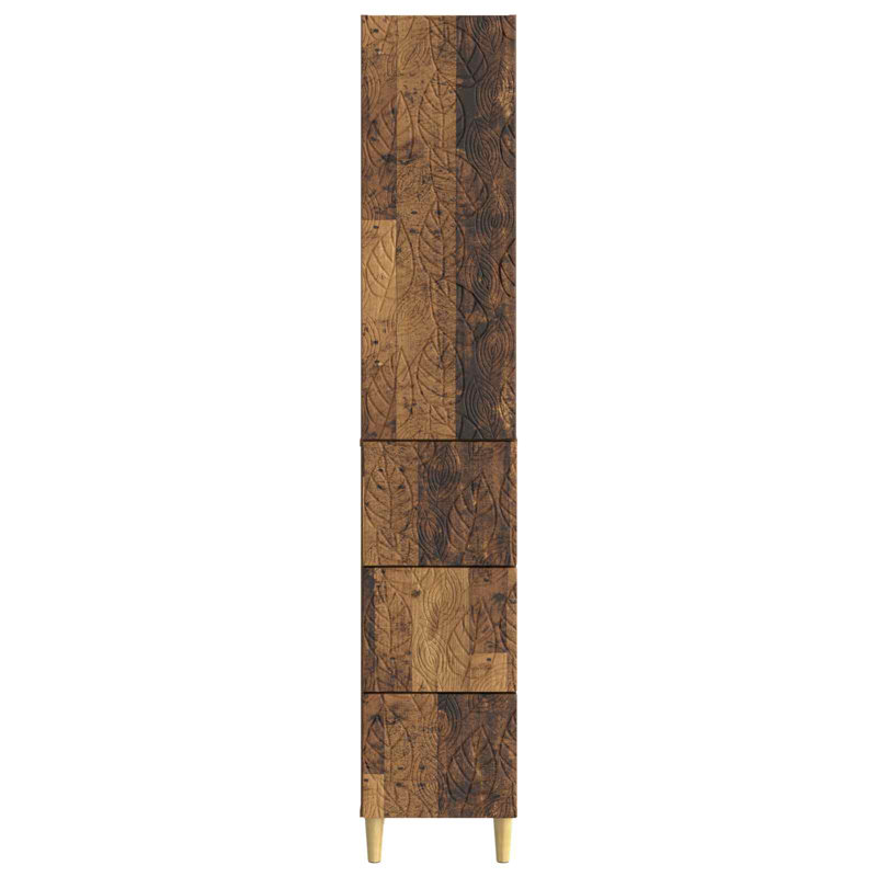 1 -Door 3 -Drawer 2 -Shelf Storage Cabinet, Old Wood