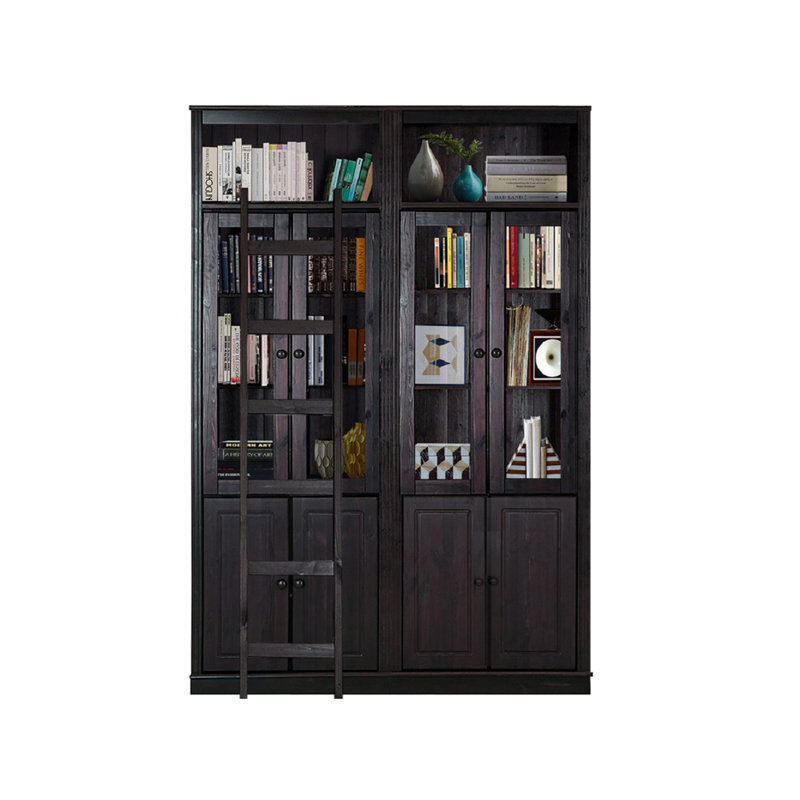Demetricia 223cm H x 148cm W Library Bookcase, Brown