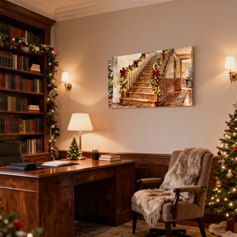 Guirlande de Noël de Noël, ensemble de 3 impressions sur toile, H 20 po x l 30 po