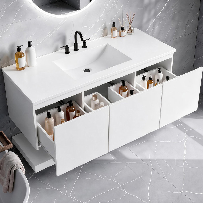 Meuble-lavabo mural de 122 cm avec lavabo