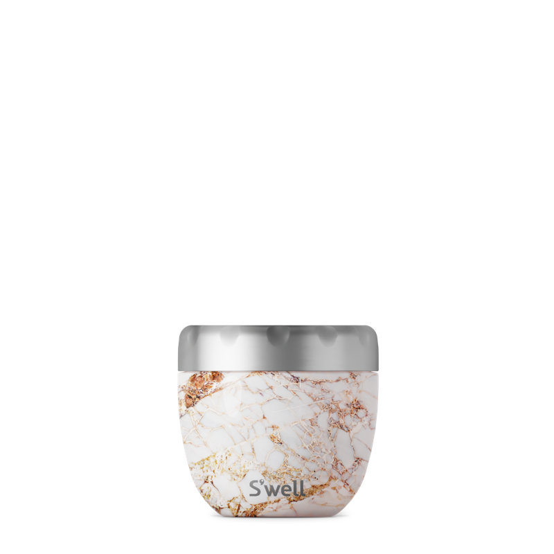S'well Eats 2-in-1 Triple-Layered Vacuum-Insulated 21.5 oz. Nesting Food Container, Calacatta Gold