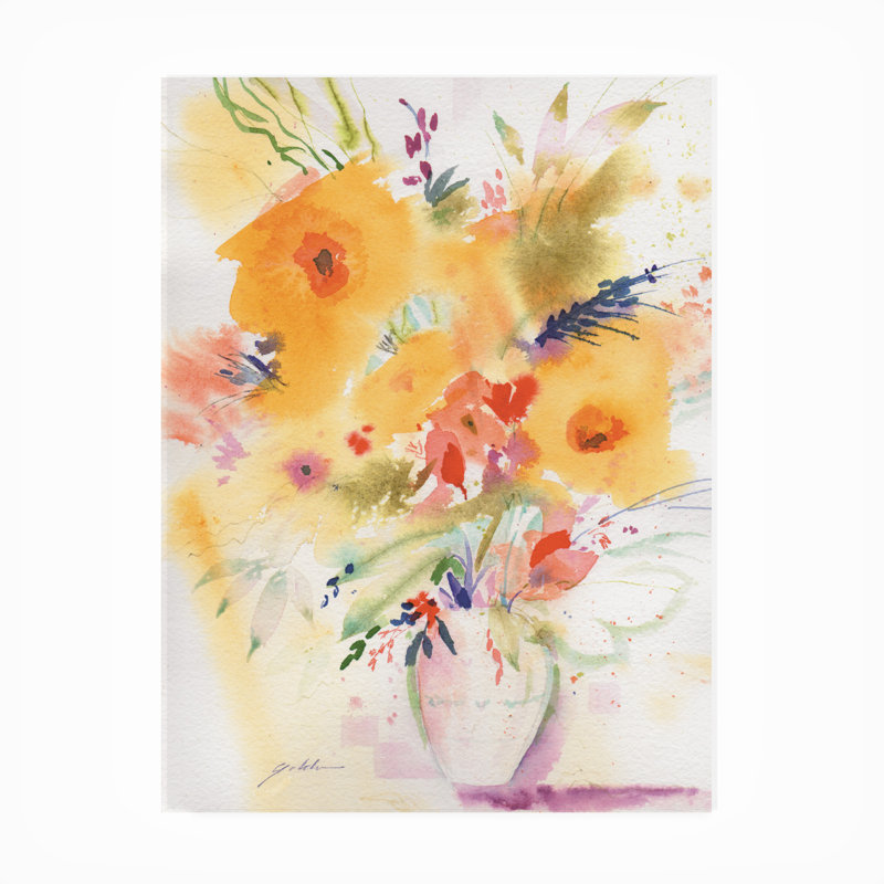 Toile d'extérieur Sheila Golden «Vivid Yellow Bouquet», H 19 po x l 14 po x P 1,5 po