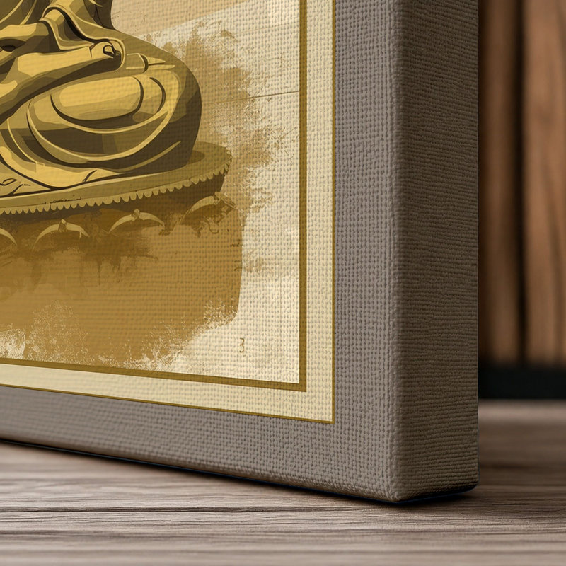 Buddha in Repose Japandi - Wrapped Canvas, 30x20 - 76.2 x 50.8 cm, Taupe Border