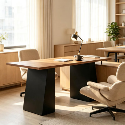 Bureau d'ordinateur contemporain, bureau moderne, table d'écriture élégante avec surface spacieuse (seulement 1 bureau d'ordinateur)