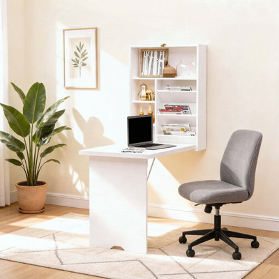 Wall-Mounted Foldable Desk with Storage