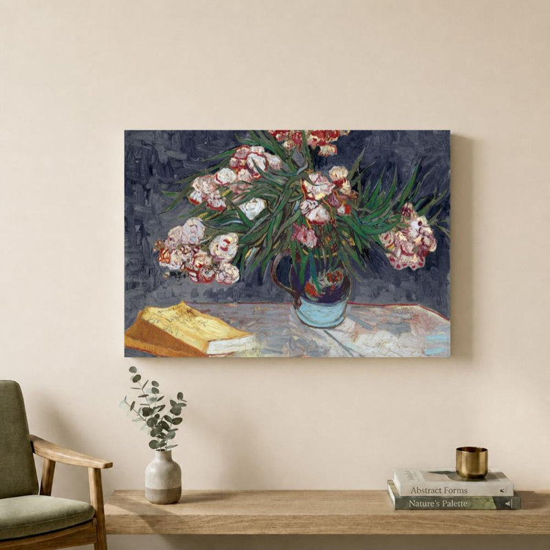 Les lauriers-roses revisités par Vincent Van Gogh - Graphisme sur toile, H 18 po x l 24 po, Wrapped Canvas, Ne s’applique pas