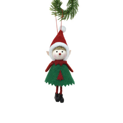Ornement rouge Elf suspendu (paquet de 8)