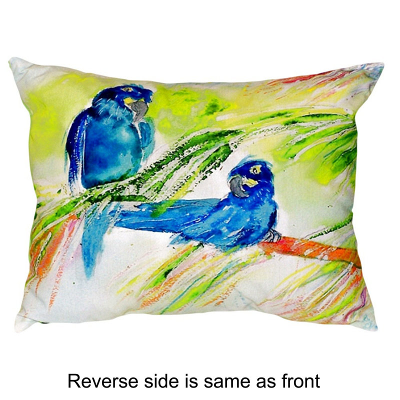 Housse et insert de coussin rectangulaire deux perroquets pour l'extérieur, 11 po x 14 po
