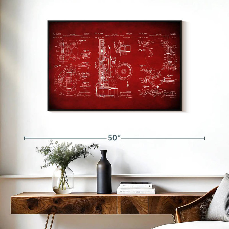 Mécanisme combiné de son et image II, Cadre flottant noir, 37 po x 25 po
