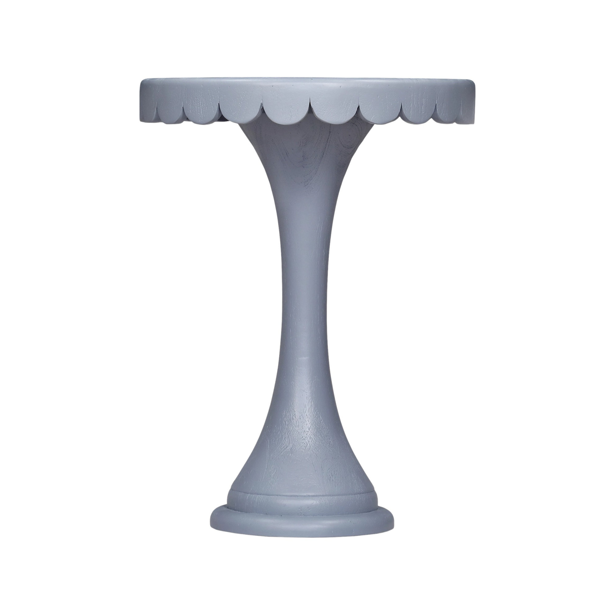 Linda Scalloped Round Drink Table, Light Blue