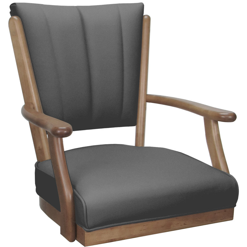 Leather Solid Wood Dining Caster Chair, Gray, Natural Wood