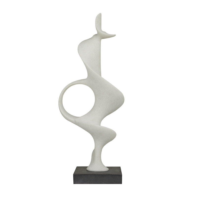 Sherle Polystone Abstract Decorative White Sculpture with Black Base