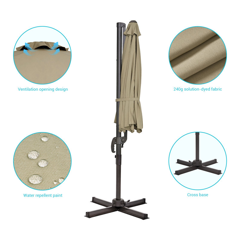 Parasol en porte-à-faux 10 pi Dobromir, Beige