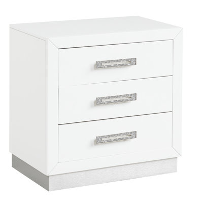 Table de chevet Milky White 3 pour une ambiance de chambre à coucher confortable en blanc, rehaussant l'ambiance de la chambre à coucher