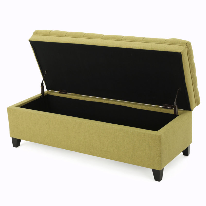 Banc de rangement rembourré en polyester Twania, Vert / jaune