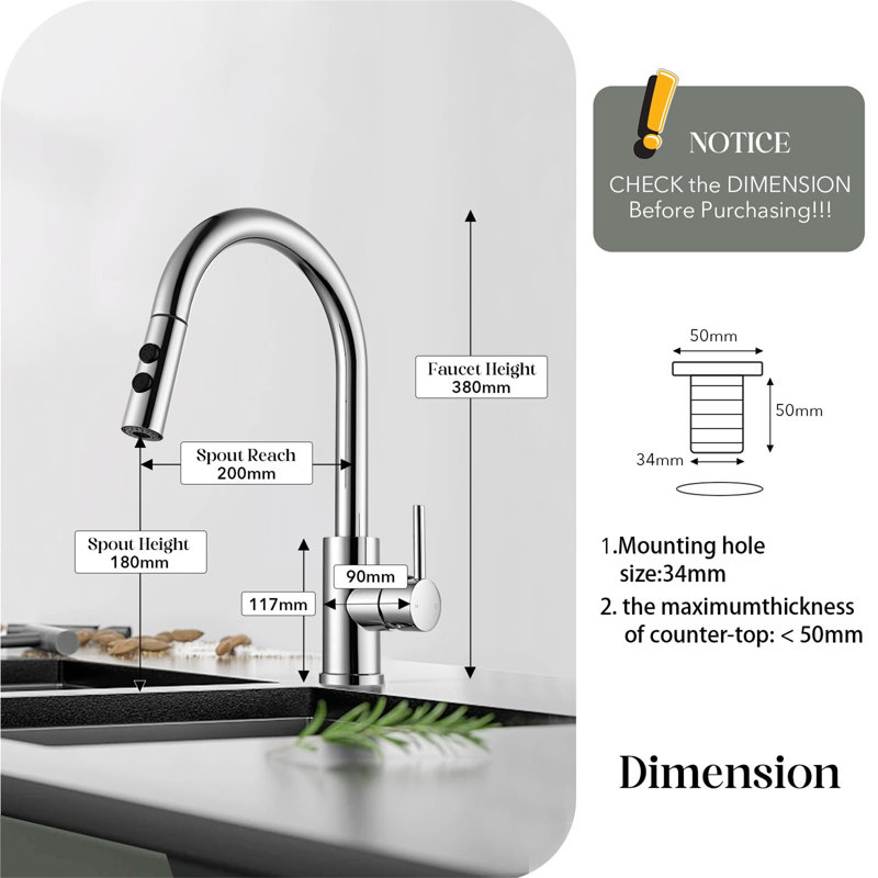 Metro Lane Daury Kitchen Faucet, Stainless Steel