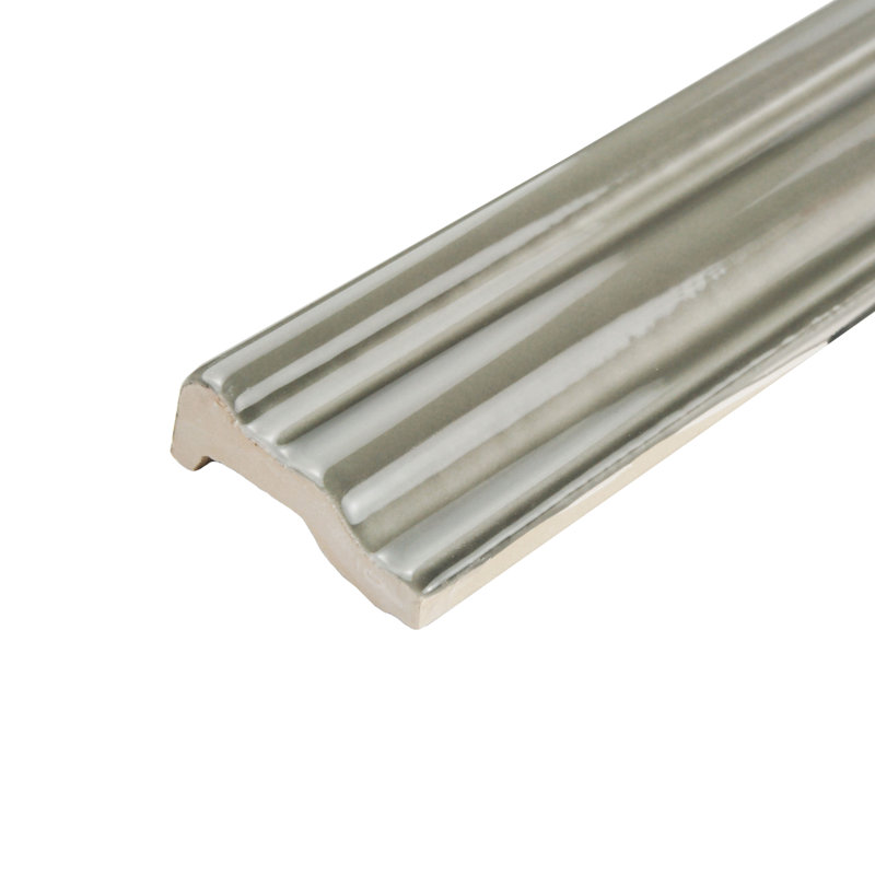 Chester 12" x 2" Glossy Ceramic Mudcap Tile Trim in Gray