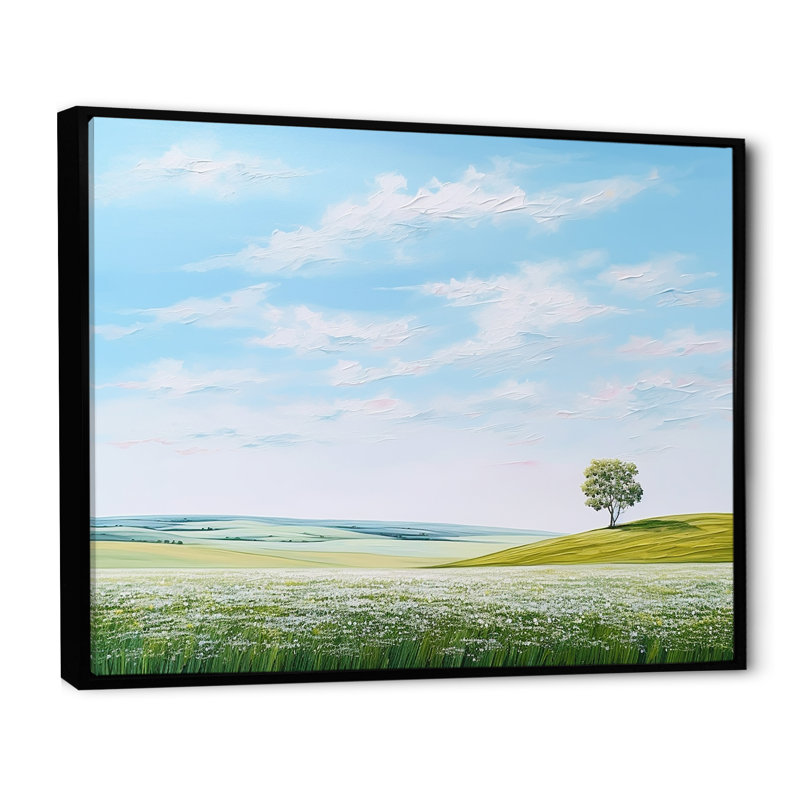 Prairie Country Charm Peacefulness, H 34 po x l 44 po x P 1,5 po, Cadre flottant noir