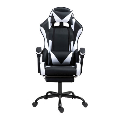 Inbox Zero Knoble Adjustable Reclining Ergonomic Faux Leather Swiveling PC & Racing Game Chair with Footrest