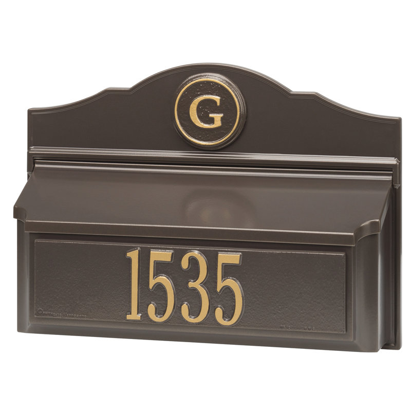 Wall Mounted Mailbox, Brown/Gold, Yes