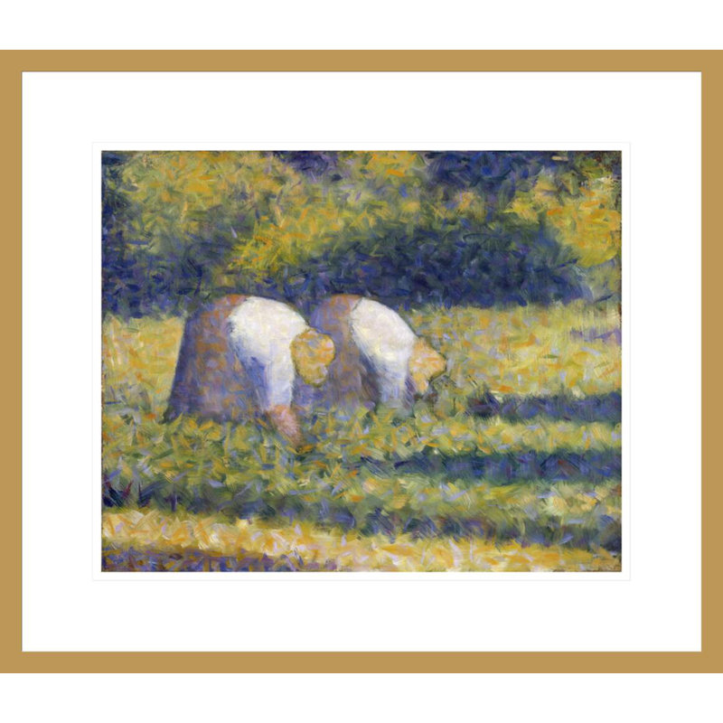 «Farm Women at Work (Paysannes au travail)» par Georges Seurat, impression giclée encadrée, H 17,75 po x l 20,57 po