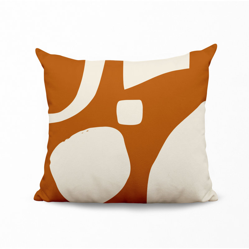 Coussin intérieur / extérieur en polyester filé Lara, 15 po x 15 po, Orange, blanc cassé