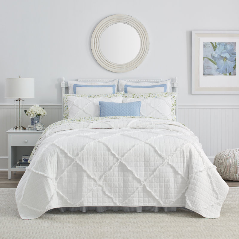 Ensemble de courtepointe réversible moderne et contemporain blanc Maisy de Laura Ashley
