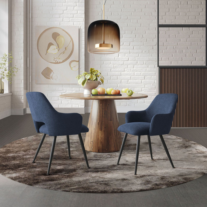 Ensemble de 4 chaises de salle à manger rembourrées en tissu, Bleu