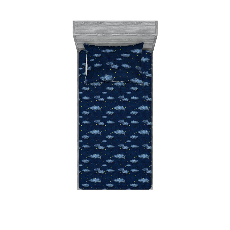 Drap-housse et taie décorative Ambesonne, Ensemble de draps pour lit simple avec 1 taie d'or