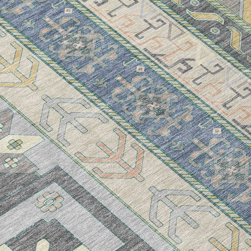 Tapis extérieur rond lavable aztèque 8 pi