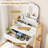  Vanity Desk Set W/ Mirror 3-color Led Lights Drawers Solid Pine Wood Legs White