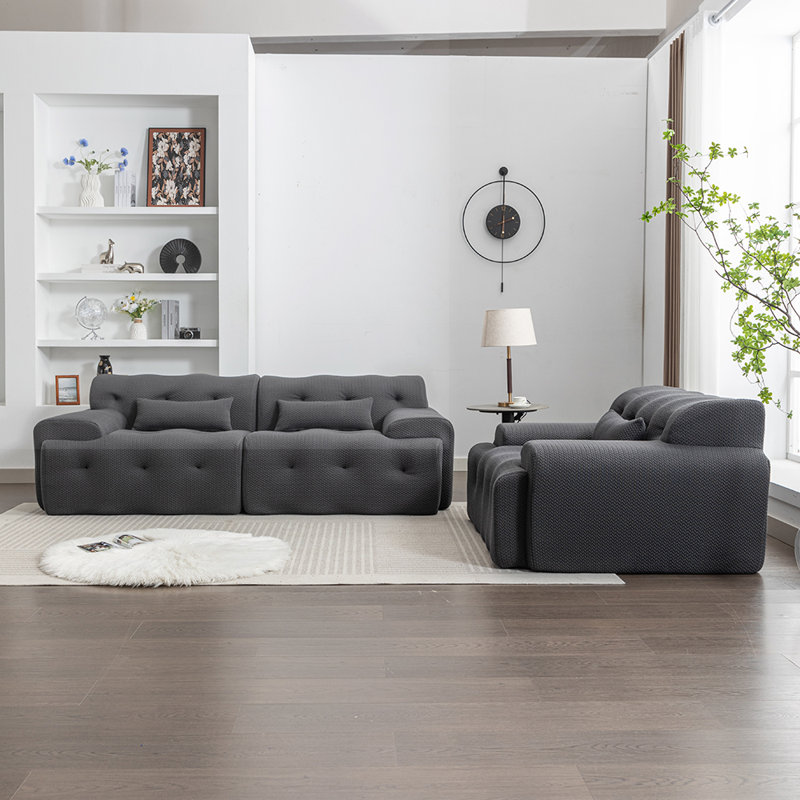 Canapé Boneless Maspeth 81,11 po, Polyester 100 % gris foncé