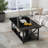 Faux Marble Top Rectangular Coffee Table With Black Metal Frame, 2 Tier Coffee Table With Storage Shelf, Rectangular Center Table For Living Room Modern Style For Living Room, Office, Balcony-922889885