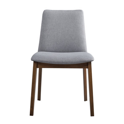 Ensemble de 2 chaises d'appoint au fini noyer, siège et dossier en tissu d'ameublement gris